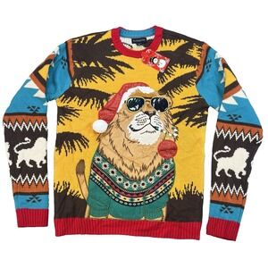 Blizzard Bay LION SAFARI Zoo Animal Festive Sz S Ugly Christmas Sweater aztec
